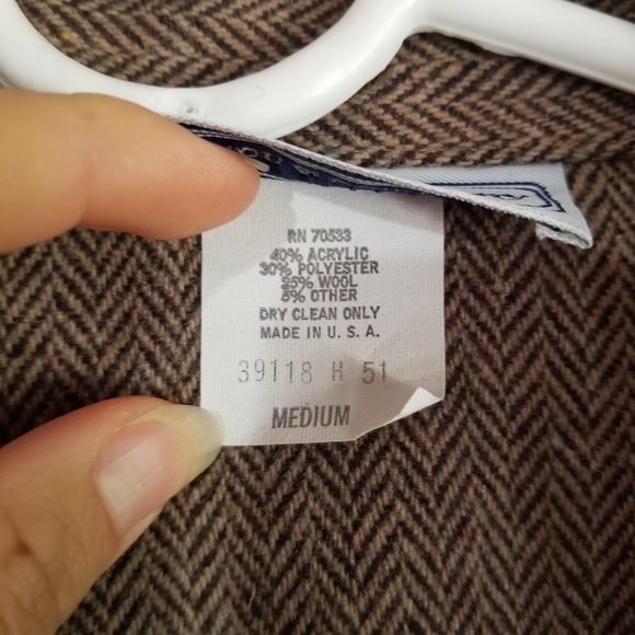 Norton & Co. Womens Open Front Med Herringbone Blazer Brown w/pockets USA Wool - Picture 4 of 11